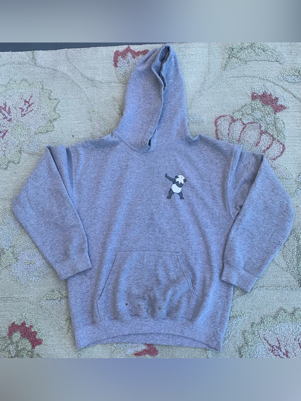 Bowery Supply Co. Gray "Dabbing Panda" Pullover Hoodie Size Medium